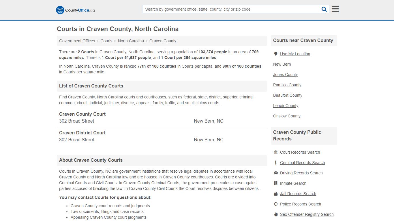 Courts - Craven County, NC (Court Records & Calendars)